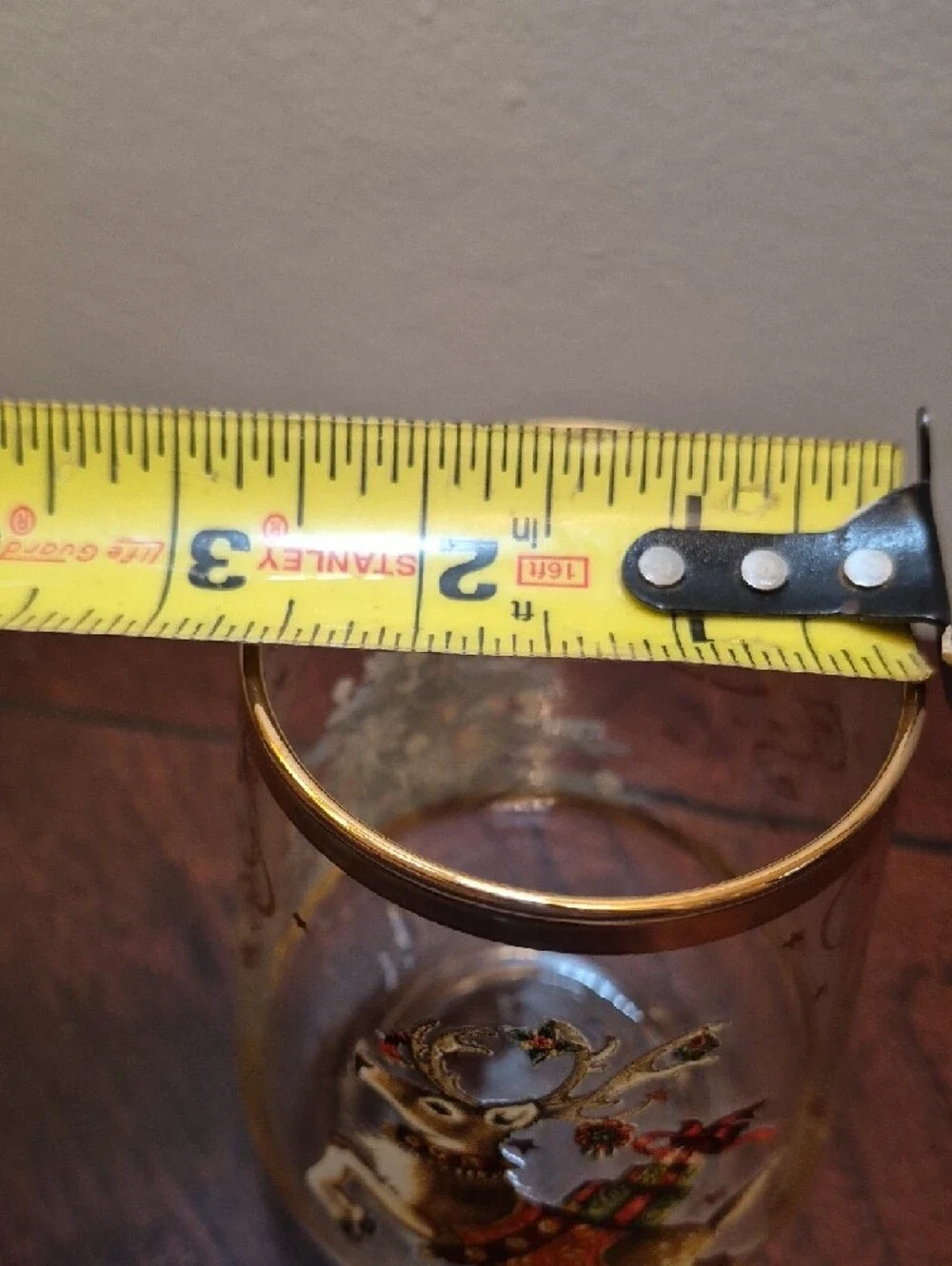 Williams Sonoma Gold-Trim Reindeer‎ Stemless Glass